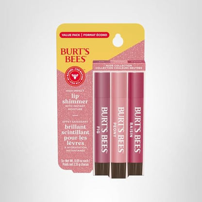 Burt's Bees Easter Basket Stuffers, Lip Shimmer Nude Collection, Tinted Lip Balm, Moisturizing for All Day Hydration with Natural Glowy Finish - Maple Wellness Supplements