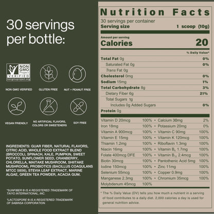 B.WILD Plant-Based Multivitamin Superfood Drink Mix – Refreshing Peach Green Tea with Vitamins, Minerals, Prebiotics & Probiotics for Gut Health & Daily Wellness – 30 Servings – Vegan, Gluten-Free - Maple Wellness Supplements