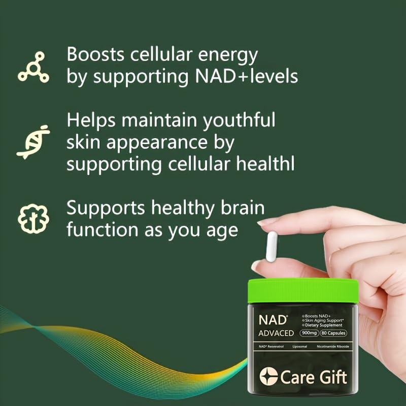 CARE GIFT NAD Supplement, NAD Nicotinamide Riboside Resveratrol 900mg - Liposomal NAD Supplements for Women & Men,NMNH Supplement Alternative for Energy, Focus, Anti-Aging (1 Pack) - Maple Wellness Supplements