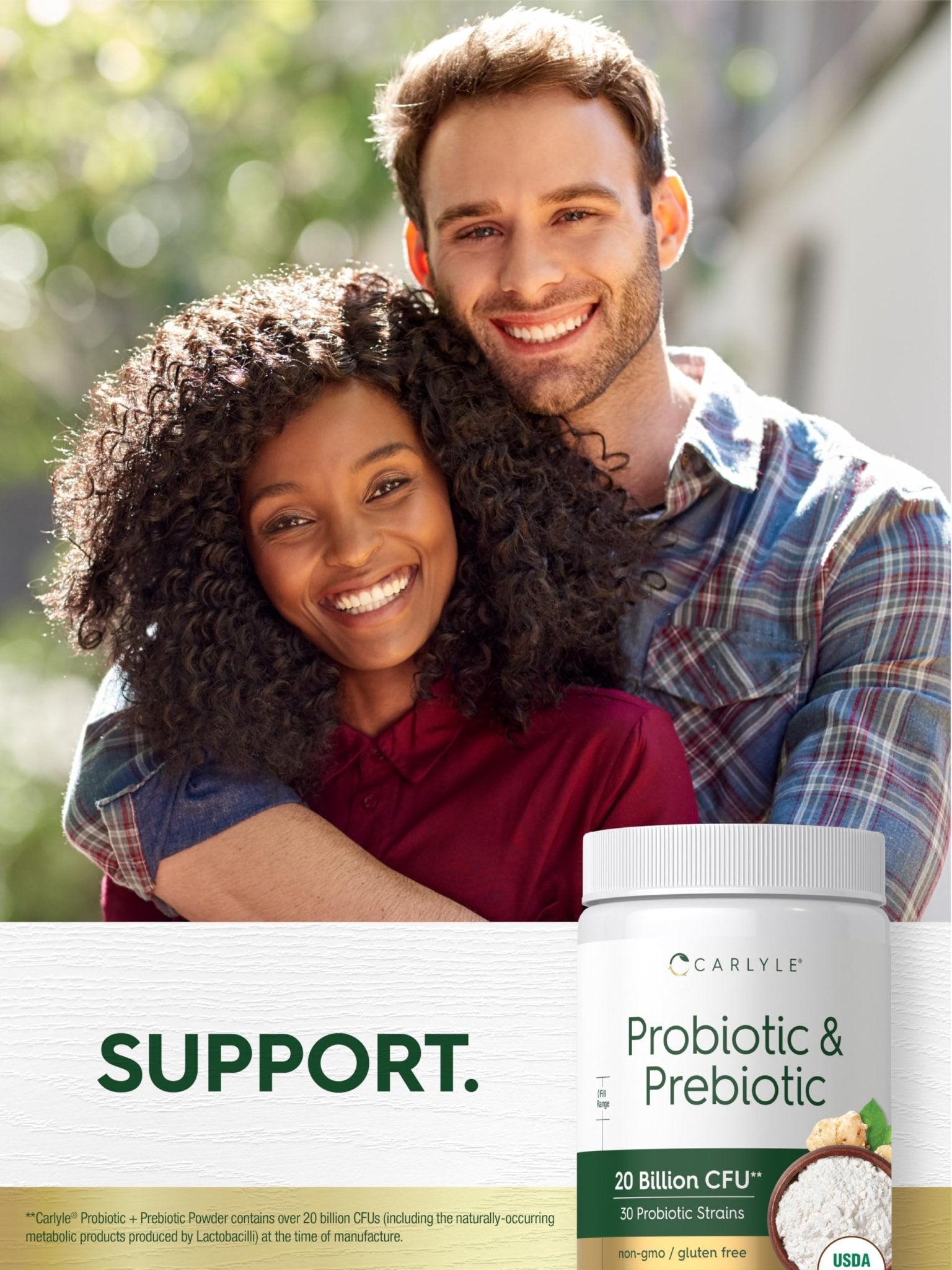 Carlyle Probiotic and Prebiotic Powder | 20 Billion CFU | 4.76 oz | Organic Fiber Blend | for Women and Men | Vegetarian, Non-GMO, - Maple Wellness Supplements