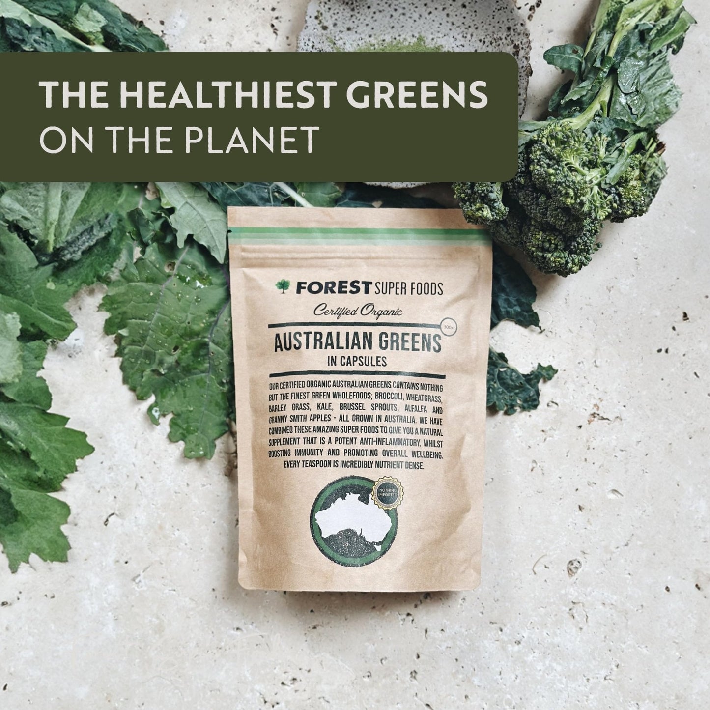 Certified Organic Australian Greens Whole Food Blend | 7 Incredible Whole Foods | No fillers or additives - Maple Wellness Supplements