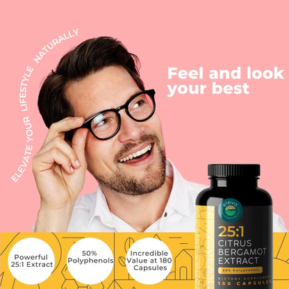 Citrus Bergamot Extract 1000mg Capsules — Natural 25:1 Citrus Bergamot Supplement with 50% Polyphenols Extract and Black Pepper - Maple Wellness Supplements