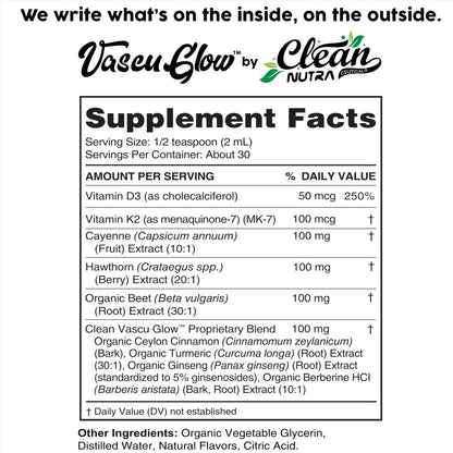 Clean Nutra Cayenne Pepper Drops Supplement Liquid + Hawthorn Berry, Vitamin D3 K2 Beet Root Powder, Ceylon Cinnamon, Turmeric Curcumin - Maple Wellness Supplements