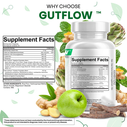 Clean Nutraceuticals Colostrum Supplement Capsules Probiotics Pills Prebiotics, L-Glutamine, Digestive Enzymes, Folate, Fiber, ACV, Turmeric, Apple Pectin and Turmeric Pills - Maple Wellness Supplements