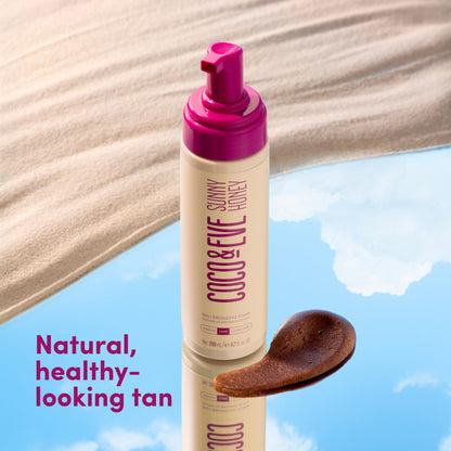 Coco & Eve Sunny Honey Self Tanner Foam - (Medium) Fast Drying, Streak-Free Sunless Tanning Mousse, Tropically Scented Lightweight Natural Looking Tan - Maple Wellness Supplements
