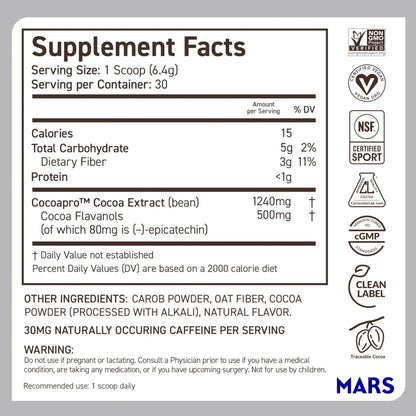 CocoaVia Cocoa Flavanols 500mg – Heart and Brain Support, High Flavanol Cocoa Powder - Maple Wellness Supplements