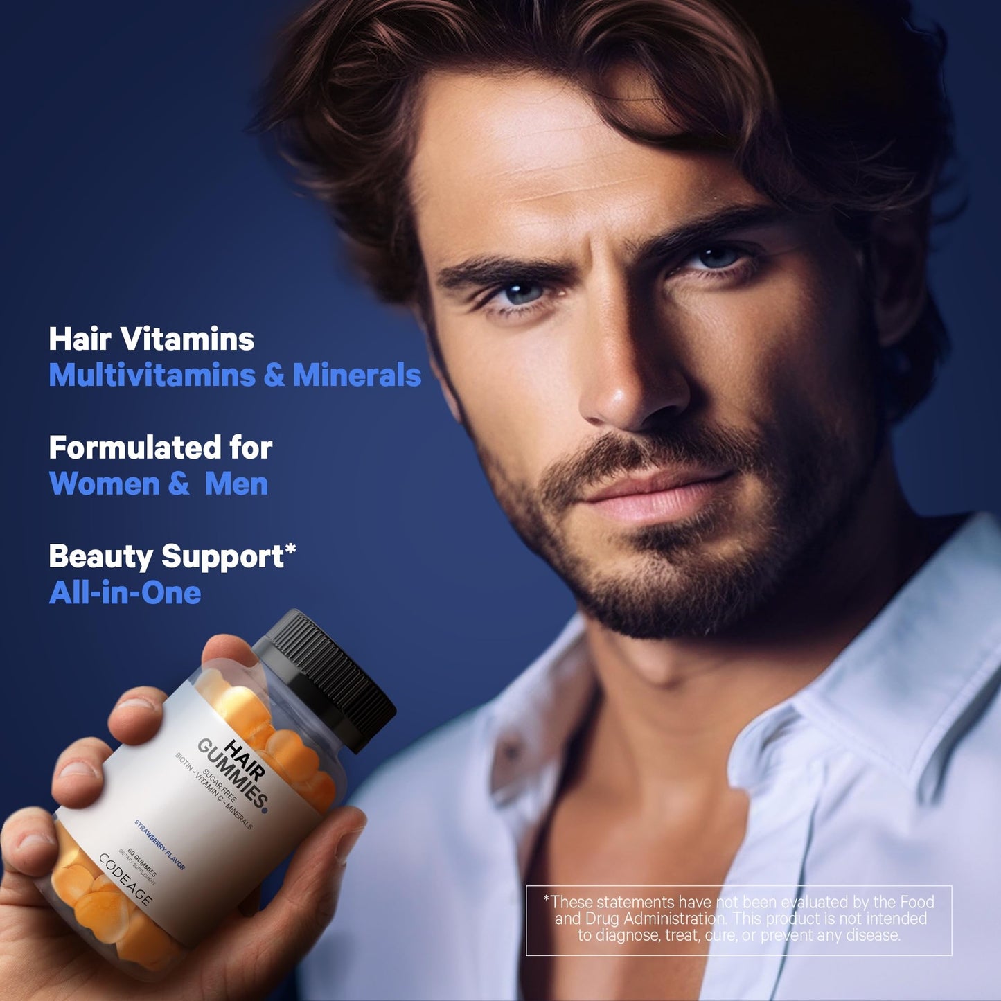 Codeage Hair Gummies, Biotin 5000 mcg, Sugar Free Growth Gummy Vitamins A, C, B6, B12, D3, Zinc, Inositol Supplement - Maple Wellness Supplements