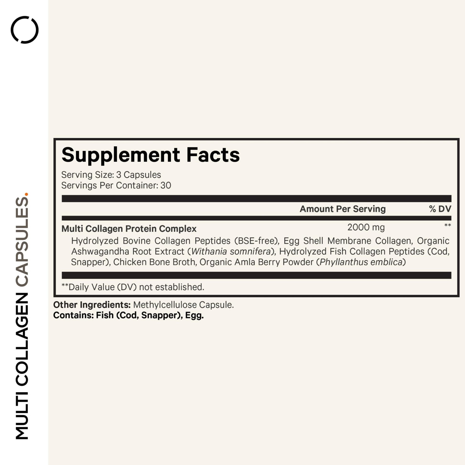 Codeage Multi Collagen Peptides Protein Capsules, 5 Collagen Types, Grass-Fed & Hydrolyzed Bovine Collagen Pills Supplement, Ashwagandha, Amla Berry Vitamins, Collagen Peptides - 90 Capsules - Maple Wellness Supplements