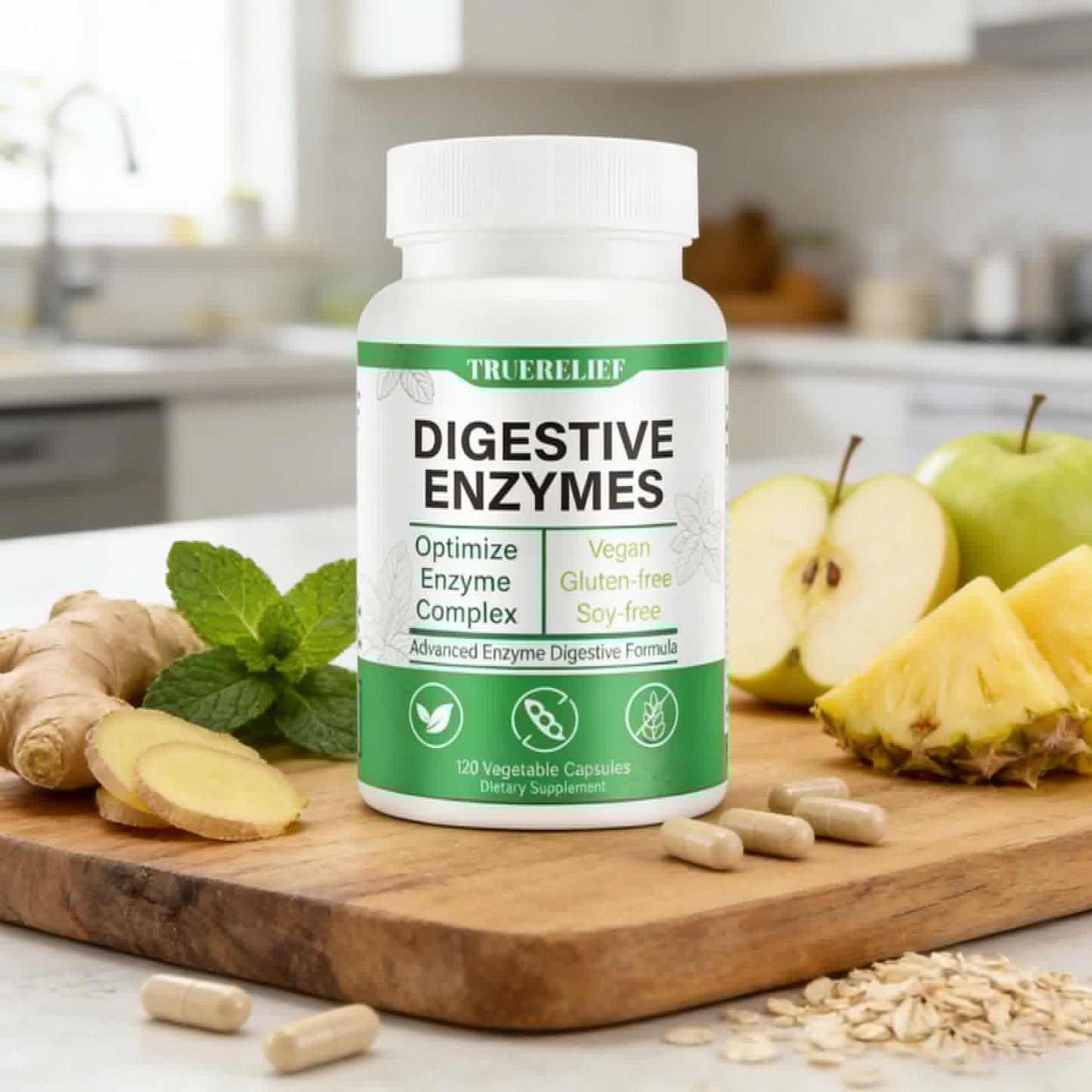 Complete Digestive Enzymes Supplement for Gut Health & Bloating Relief - Enhanced with Lipase Amylase Bromelain for Protein Carb - Maple Wellness Supplements