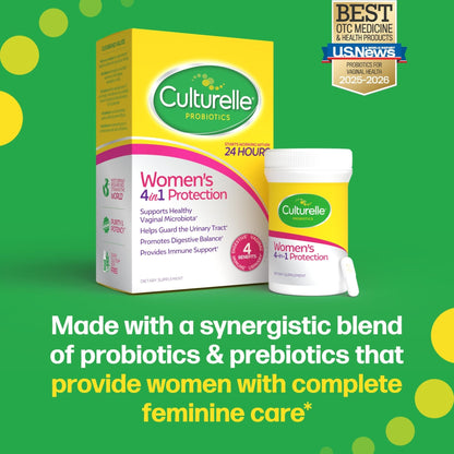 Culturelle 4-in-1 Probiotics for Women, Daily Probiotic & Prebiotic Supplement to Support Vaginal Health, Digestive Health, Immune Health - Maple Wellness Supplements