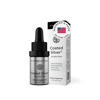 CYMBIOTIKA Colloidal Silver Liquid Supplement with Coated Silver, 20,000 PPM Mineral Concentrate, Immune Support Supplement for Adults, Easy to Use, 5 ml - Maple Wellness Supplements