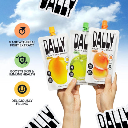 Dally Variety Pack [Mango, Peach & Apple] Drinkable Konjac Jelly 10 Pouches | 10-Calorie Keto, Gluten Free, Sugar Free Korean Fruit Snack | Prebiotics & Postbiotics for Skin, Immune, Weight Management - Maple Wellness Supplements