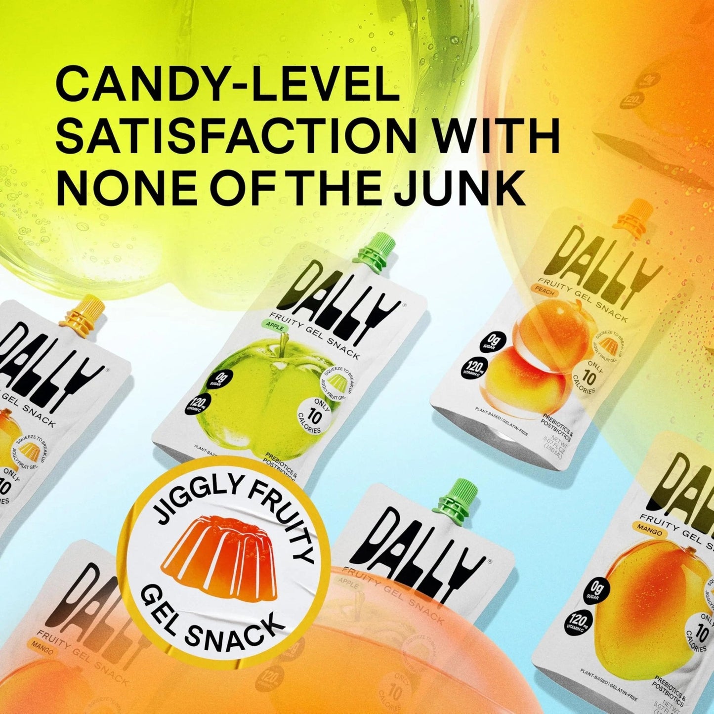 Dally Variety Pack [Mango, Peach & Apple] Drinkable Konjac Jelly 10 Pouches | 10-Calorie Keto, Gluten Free, Sugar Free Korean Fruit Snack | Prebiotics & Postbiotics for Skin, Immune, Weight Management - Maple Wellness Supplements