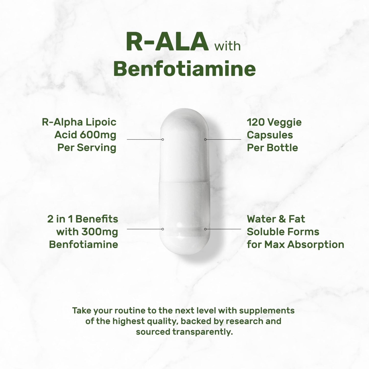 DEAL SUPPLEMENT R Alpha Lipoic Acid 600mg with Benfotiamine 300mg Per Serving, 120 Veggie Capsules – 200mg R-ALA Per Capsule – Antioxidant Supplement - Maple Wellness Supplements
