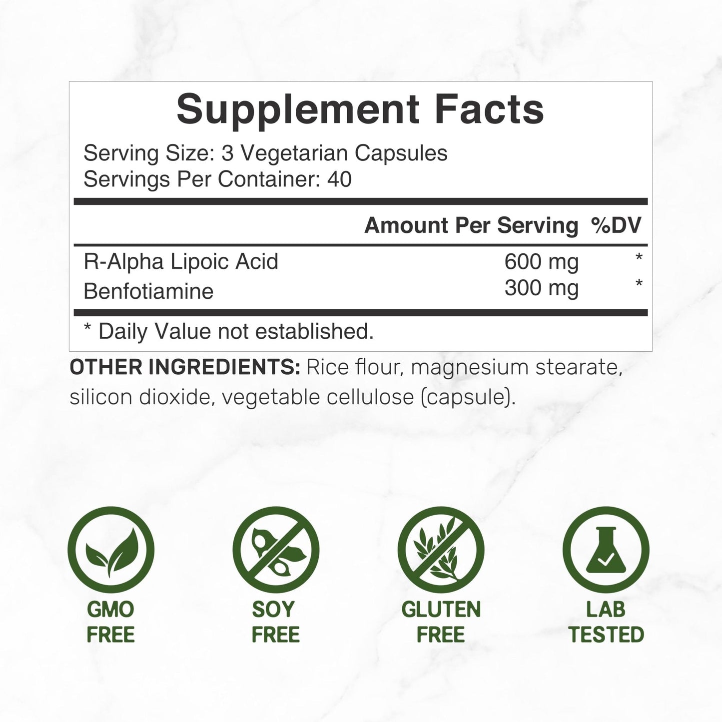 DEAL SUPPLEMENT R Alpha Lipoic Acid 600mg with Benfotiamine 300mg Per Serving, 120 Veggie Capsules – 200mg R-ALA Per Capsule – Antioxidant Supplement - Maple Wellness Supplements