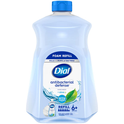 Dial Antibacterial Defense Foaming Hand Soap + Aloe, Spring Water Scent, 52 Fl Oz Hand Soap Refill - Maple Wellness Supplements