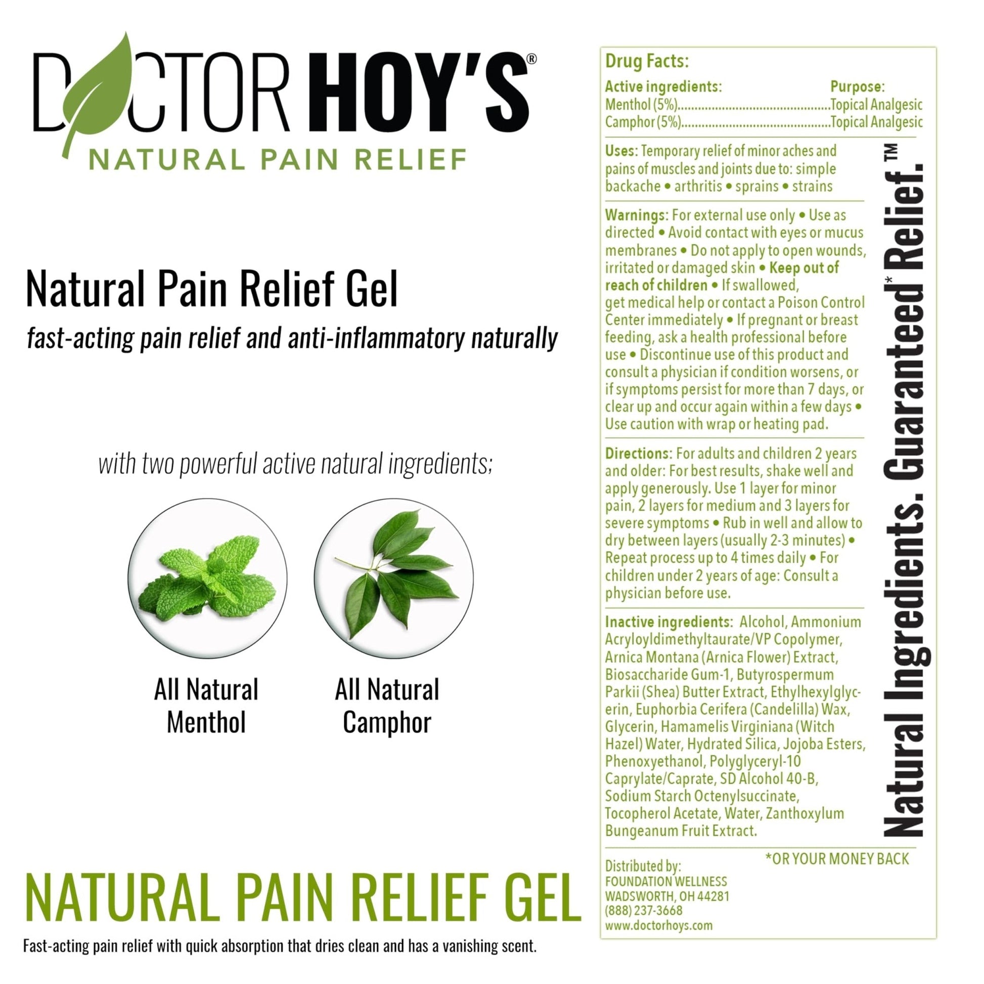 DOCTOR HOY'S Natural Pain Relief Gel, Water Based with Arnica, Anti-Inflammatory, Clean, Safe and Effective Natural Pain Relief, 3 oz. Roll-On, 3pk - Maple Wellness Supplements