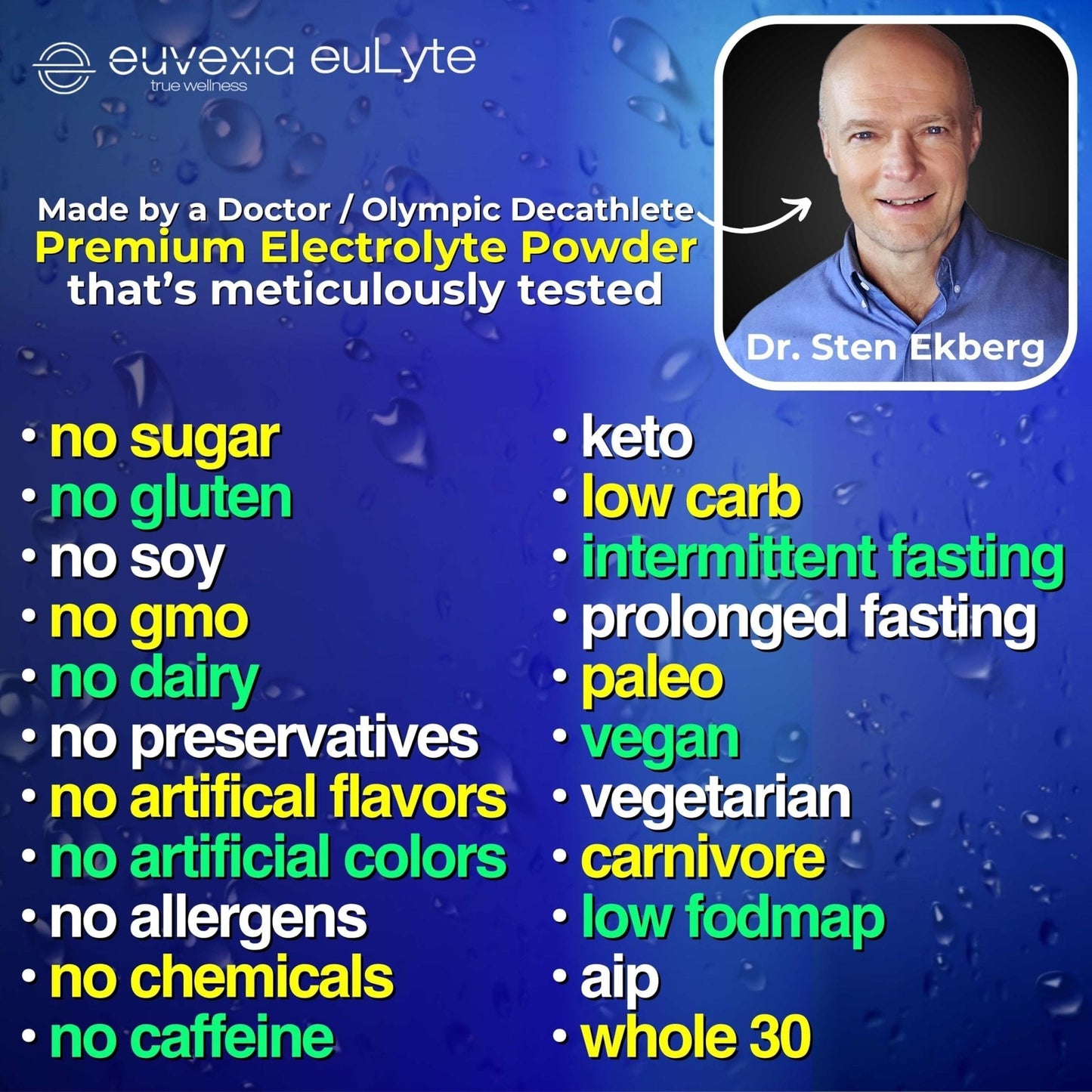 Dr Ekberg euLyte Instant Hydration Electrolytes Powder Zero Sugar Carb Calorie Lemon Lime Drink Mix • 80+ Minerals Magnesium Potassium Calcium Trace Minerals - Maple Wellness Supplements