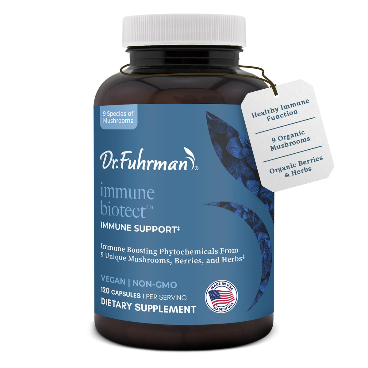 Dr. Fuhrman All Natural Immune Support Supplement | Whole-Food Derived Vitamin for Immunity Defense | Organic Mushrooms, & Berries | Organic Lion’s Mane, Maitake, Reishi, and Elderberry | 120 Caps - Maple Wellness Supplements
