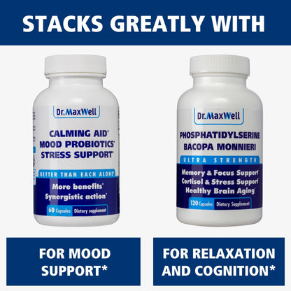 Dr. Maxwell Cortisol Manager Supplement, Supports Relaxation, Mood & Sleep in Times of Occasional Stress, Ashwagandha Rhodiola Adaptogens, Helps Maintain Normal Cortisol Levels, 120 Capsules - Maple Wellness Supplements