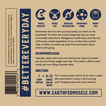 Earth Fed Muscle Whey Back Vanilla Truly Grass Fed Whey 2lb - No Fillers, Flow Agents - Maple Wellness Supplements