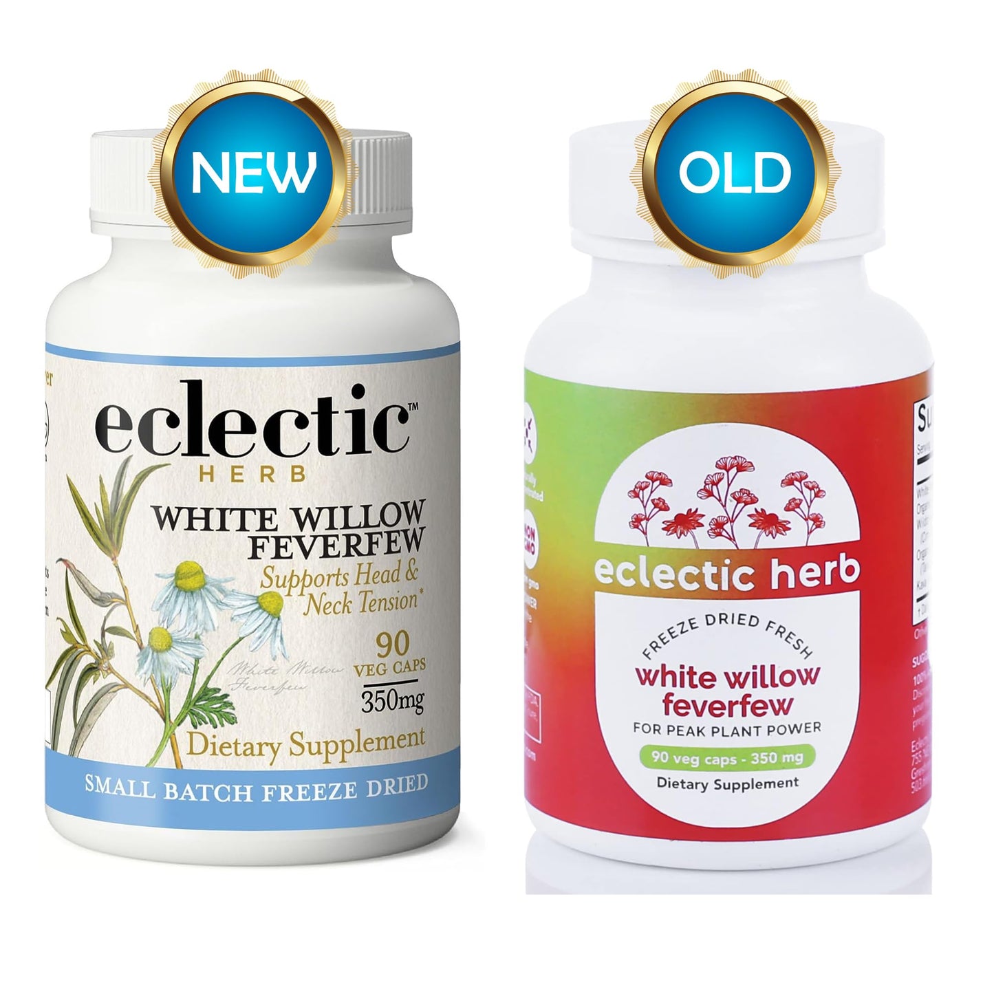 Eclectic Institute Raw Fresh Freeze-Dried Non-GMO White Willow - Feverfew | Support Body's Response to Occasional Pain | 90 CT (350 mg) - Maple Wellness Supplements