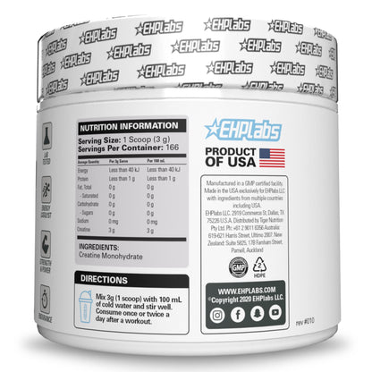 EHP Labs CREA-8 Micronized Creatine Monohydrate Powder - Unflavored Creatine Powder for Muscle Growth, Increased Strength, Enhanced Energy Output - Maple Wellness Supplements