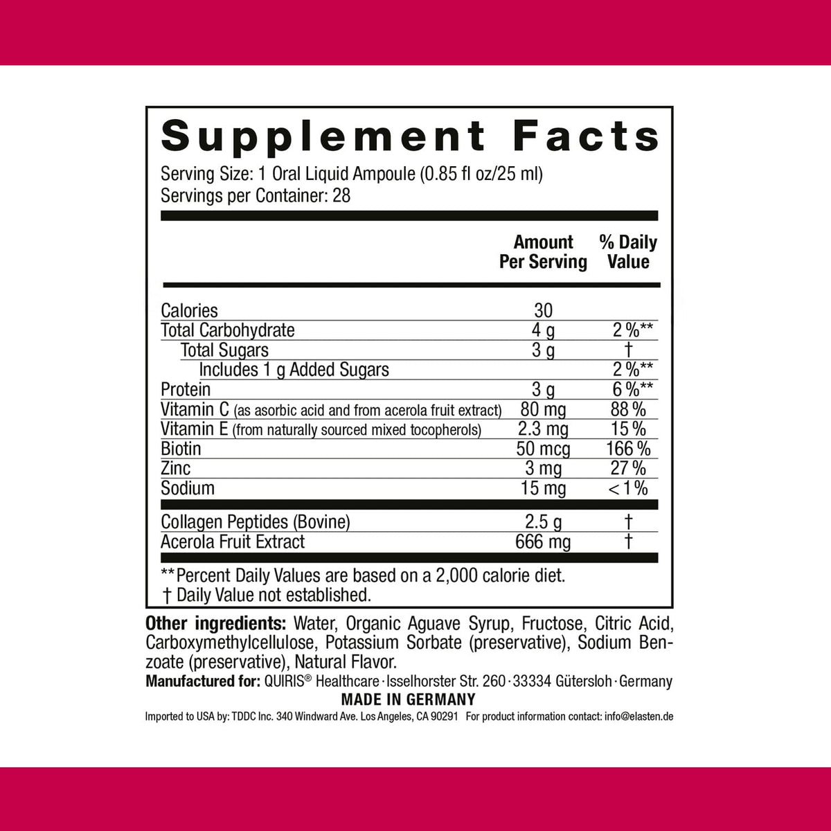 ELASTEN Clinically Tested Collagen Complex for Radiant Skin from Within – Reduces Fine Lines – Supports Healthy Connective Tissue – 28 Liquid Collagen Ampoules (0.85 fl oz / 25 ml Each) - Maple Wellness Supplements
