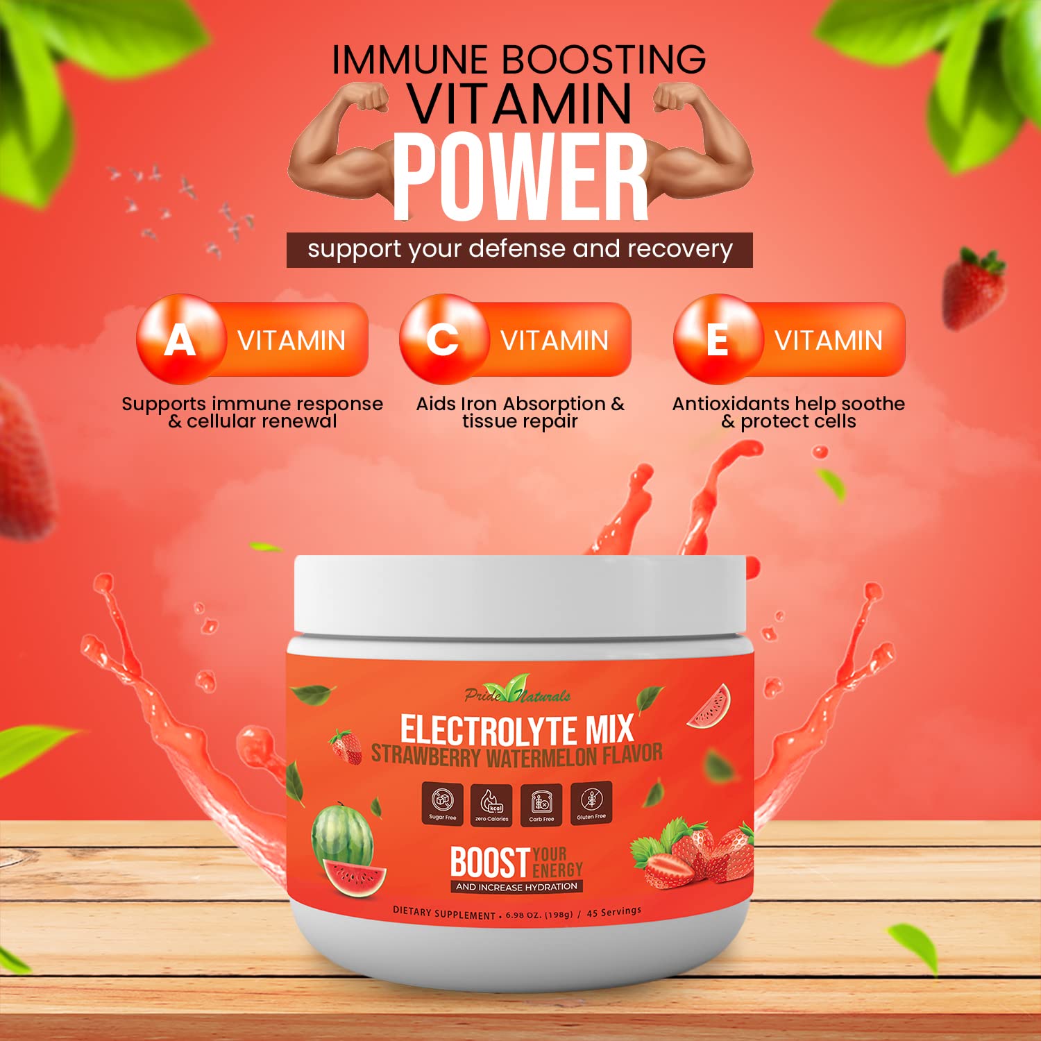 Electrolyte Powder - Refreshing Workout Recovery Electrolytes, Sugar Free, Gluten Free - Maple Wellness Supplements