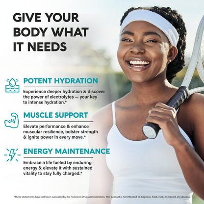 Electrolytes - Electrolyte Tablets with Magnesium, Sodium, Potassium, Chloride, Vitamins D3 & B6, Kelp Powder - Salt Pills - Made in USA - Maple Wellness Supplements