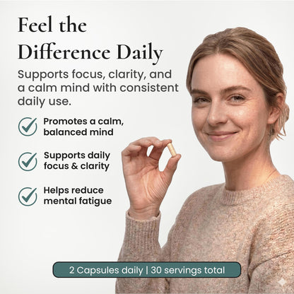 ELEVITA WELLNESS Focus Supplement (Made in Italy) | Premium Blend with L-Theanine, Lion's Mane & B Vitamins, Saffron and Vitamin D | Focus & Cognitive Support for Men & Women - Maple Wellness Supplements