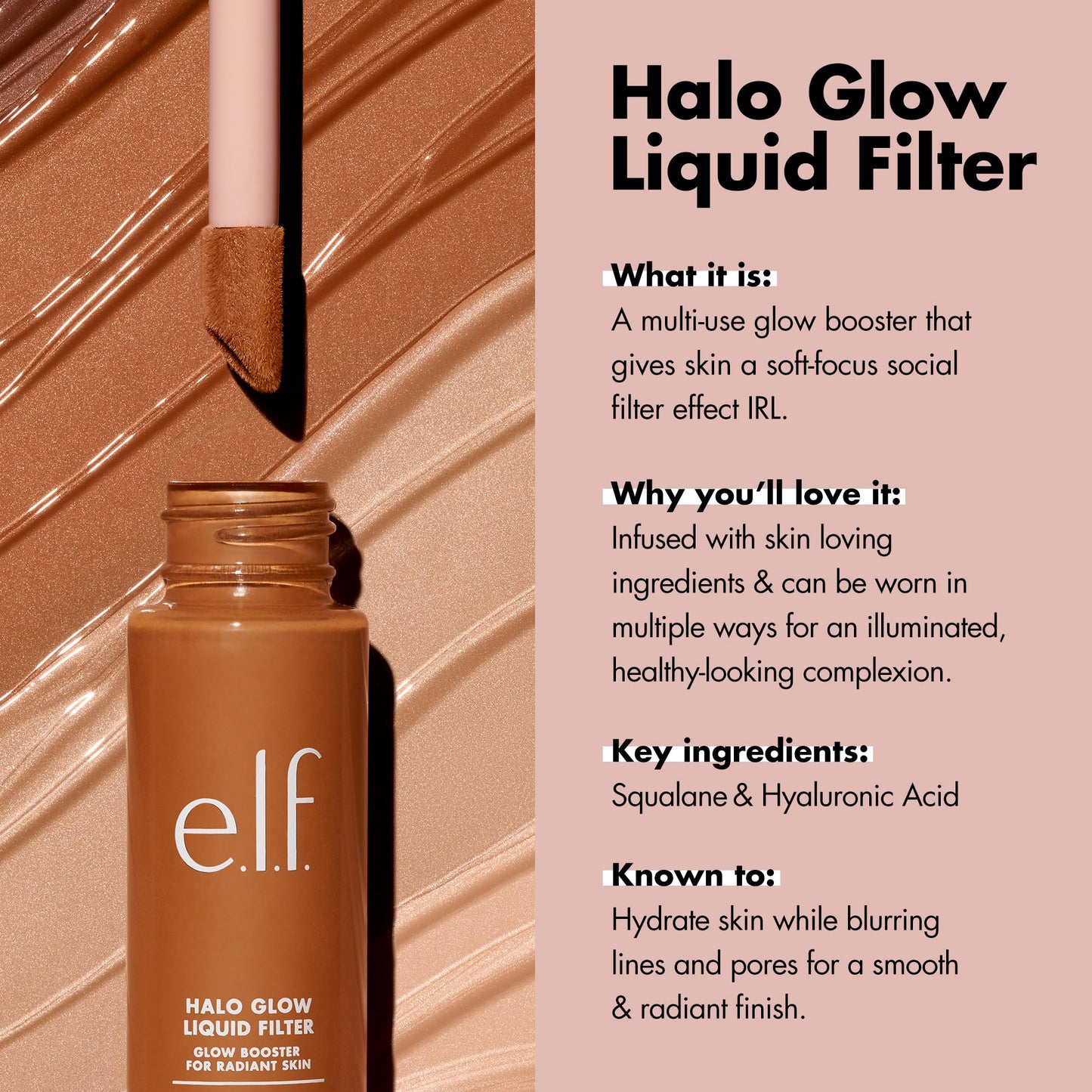 e.l.f. Halo Glow Liquid Filter, Complexion Booster For A Glowing, Soft-Focus Look, Infused With Hyaluronic Acid, Vegan & Cruelty-Free, 3 Light/Medium - Maple Wellness Supplements