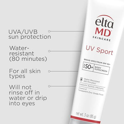 EltaMD UV Sport Sunscreen Lotion SPF 50 - Face and Body Sunscreen SPF 50, Water & Sweat Resistant - Maple Wellness Supplements
