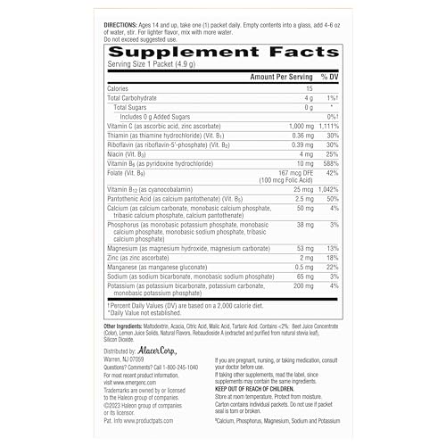 Emergen-C Zero Sugar 1000 mg Vitamin C Powder for Daily Immune Support Caffeine Free Vitamin C Supplements with Zinc and Manganese, B Vitamins and Electrolytes - Maple Wellness Supplements