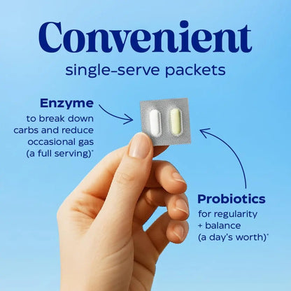 Enzymedica Dinner Duo for Gas & Bloating – Probiotics + Digestive Enzyme Packets for Occasional Gas, 30B CFU of 7 Live Strains, Vegetarian – 30 Daily Packs - Maple Wellness Supplements