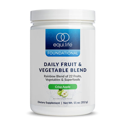 Equilife Daily Fruit & Vegetable Blend, Superfood Antioxidant Supplement, Crisp Apple Flavor with Vitamin C, Fiber, and 9 Essential Amino Acids, Supports Energy, Low Sugar, Vegan, 30 Servings Tub - Maple Wellness Supplements