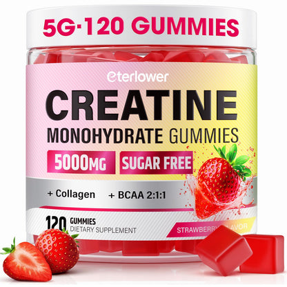 eterlower Creatine Monohydrate Gummies, 5g Creatine Gummies for Women & Men.Pre-Workout & Muscle Growth Support, - Maple Wellness Supplements