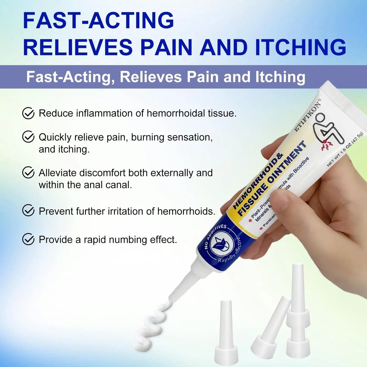 ETIFIKON Hemorrhoid & Fissure Ointment with 4% Lidocaine & Phenylephrine HCI – 42.5g Comforting Care Cream for Internal & External Areas – Helps Soothe Irritation & Support Daily Comfort (1 Pack) - Maple Wellness Supplements