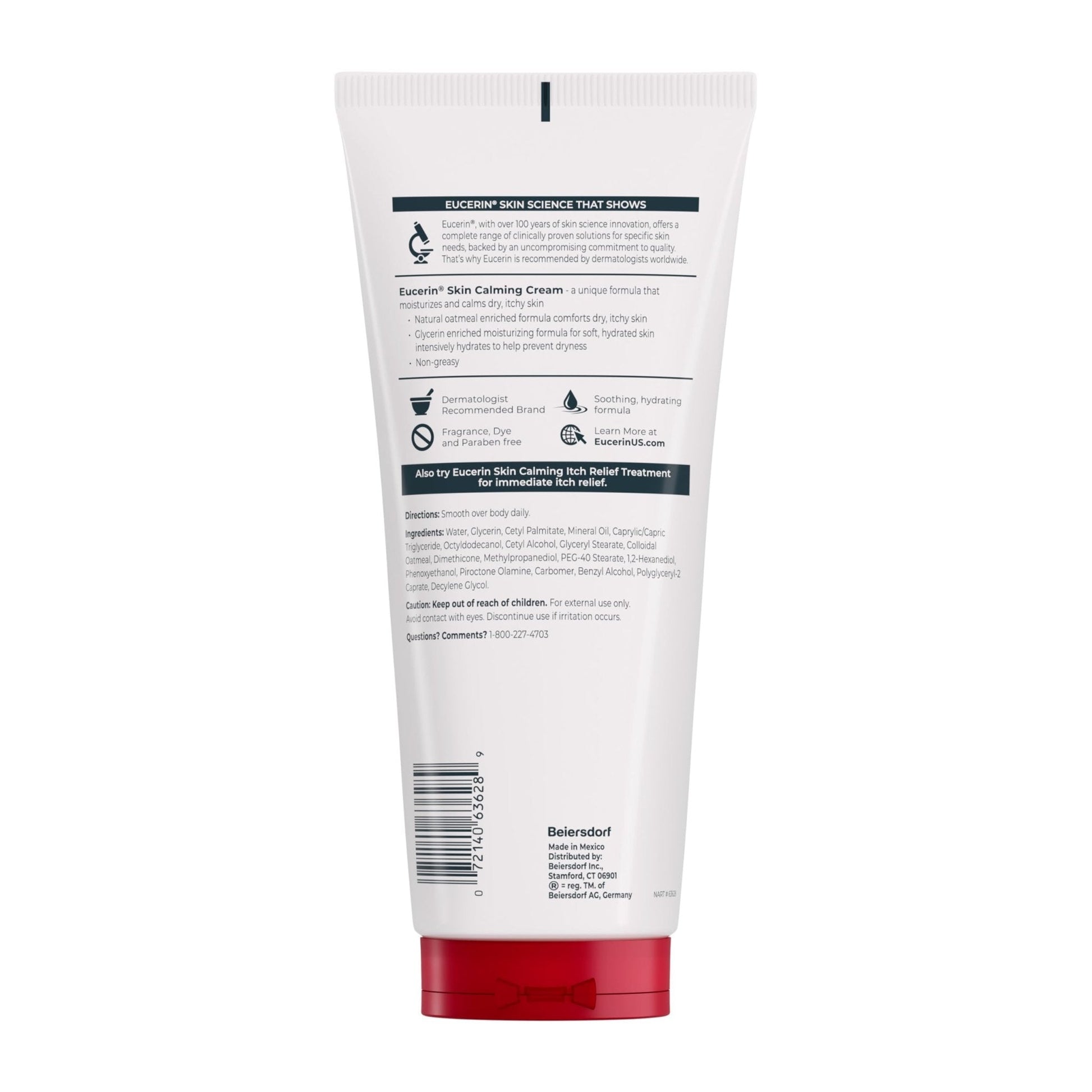 Eucerin Skin Calming Cream - Full Body Lotion for Dry, Itchy Skin, Natural Oatmeal Enriched - 14 oz. Tube - Maple Wellness Supplements