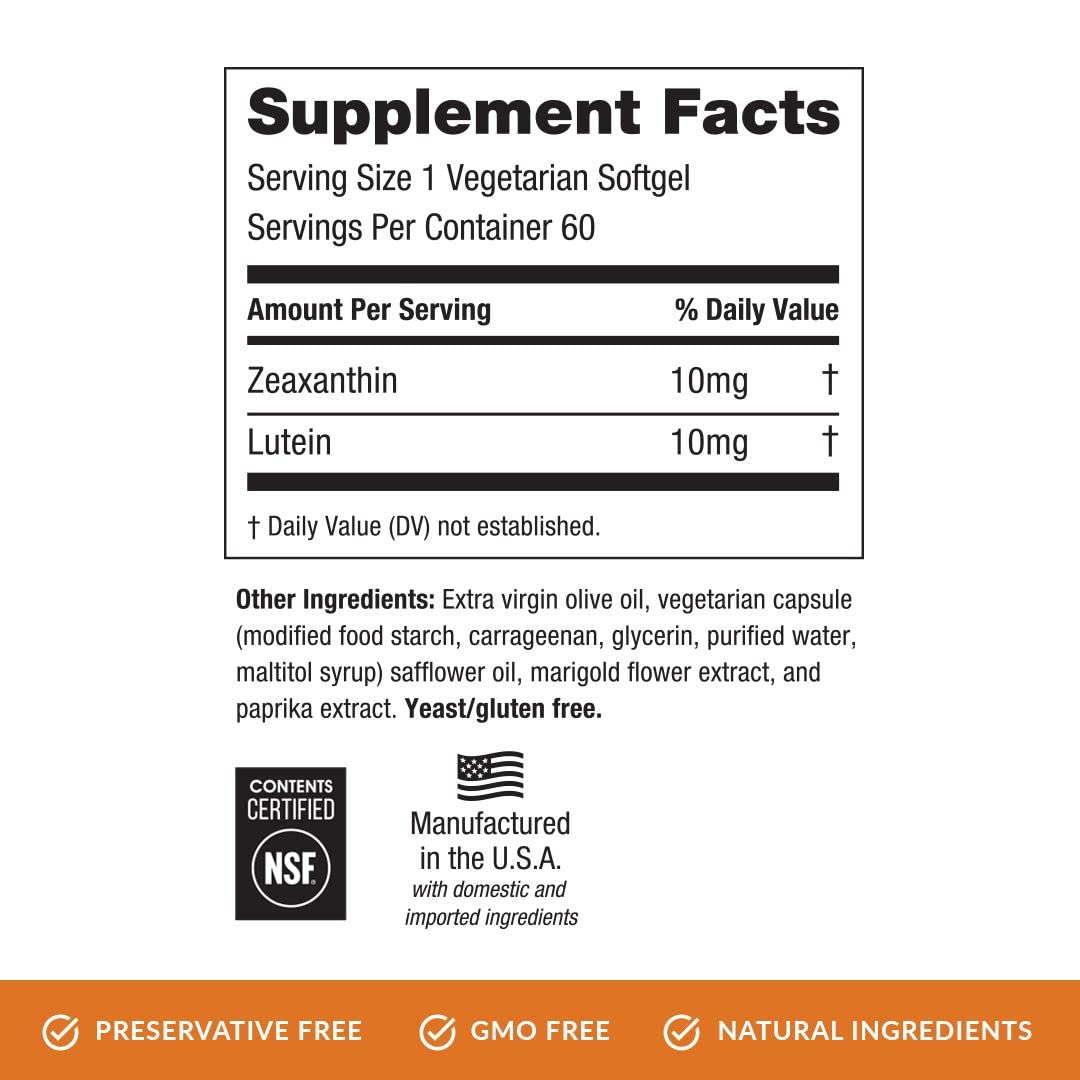 EyePromise Zeaxanthin + Lutein Eye Vitamin - 60 Softgels Capsules Made with Natural Ingredients for Diets Including Gluten Free and Vegetarian - Maple Wellness Supplements