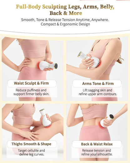 FEEJOY Lymphatic Drainage Massager & Massage Tool, Body Sculpting Machine & Fascia Blaster for Cellulite with Microcurrent, Light, Heat & Vibration, for Legs, Arms & Belly (White) - Maple Wellness Supplements