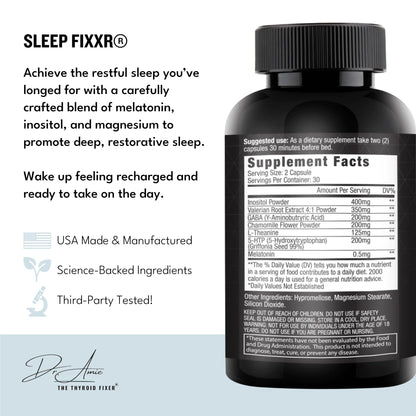 Fixxr Sleep Support by Dr. Amie | with Melatonin, Inositol, and Magnesium | 30 Day Supply, 60 Capsules - Maple Wellness Supplements