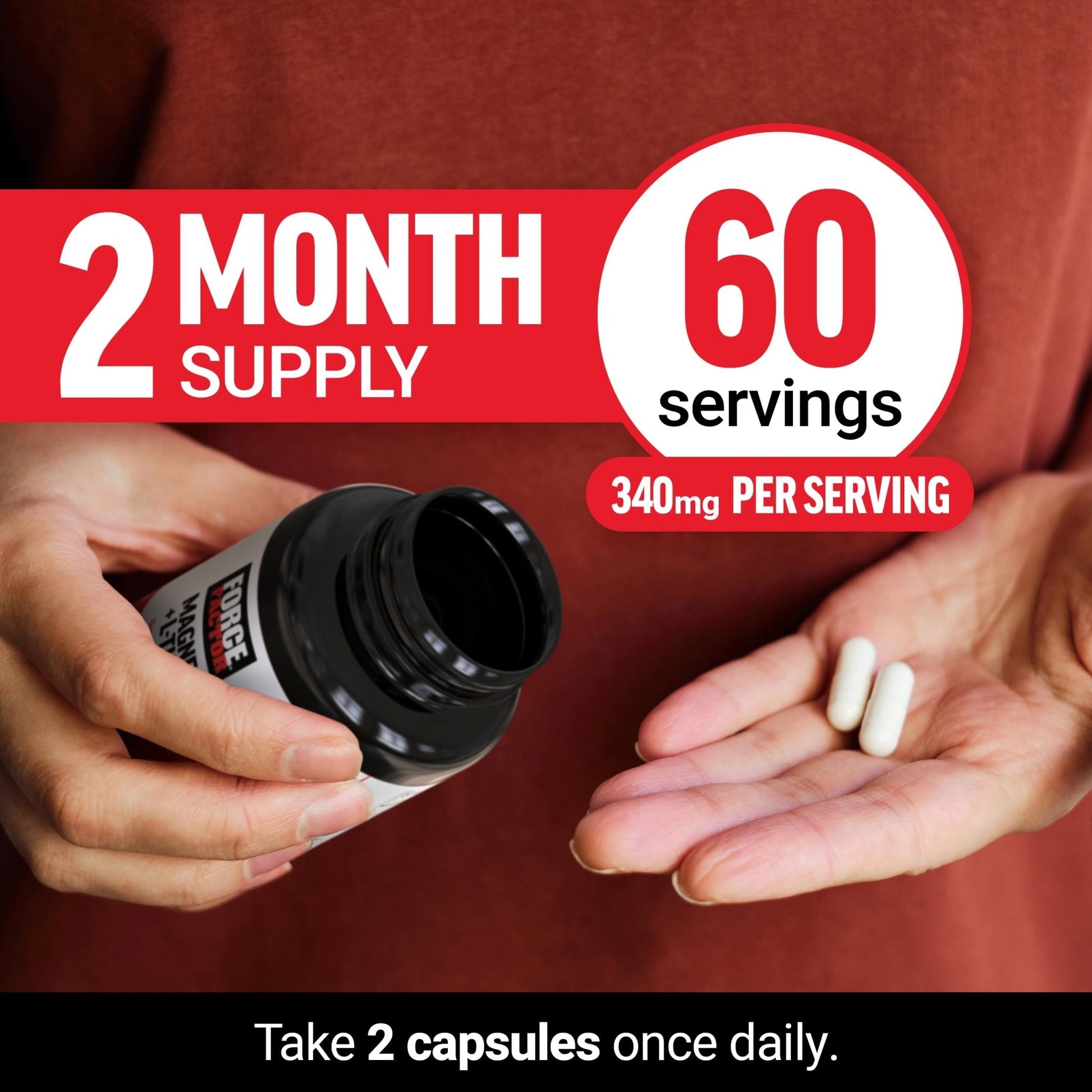 Force Factor Magnesium + L-Theanine, Magnesium Bisglycinate Supplement to Support Bones, Muscles, Nerves, Relaxation, and Mood, Vegan - Maple Wellness Supplements