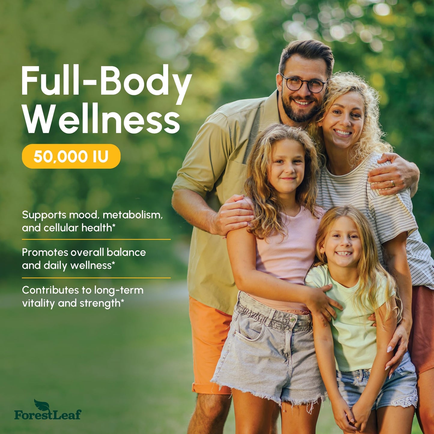 ForestLeaf Vitamin D3 50,000 IU | VIT D - Kosher VIT D3 Vitamin D Supplement for Women and Men | Bone Health, Teeth, Immune Support - Maple Wellness Supplements