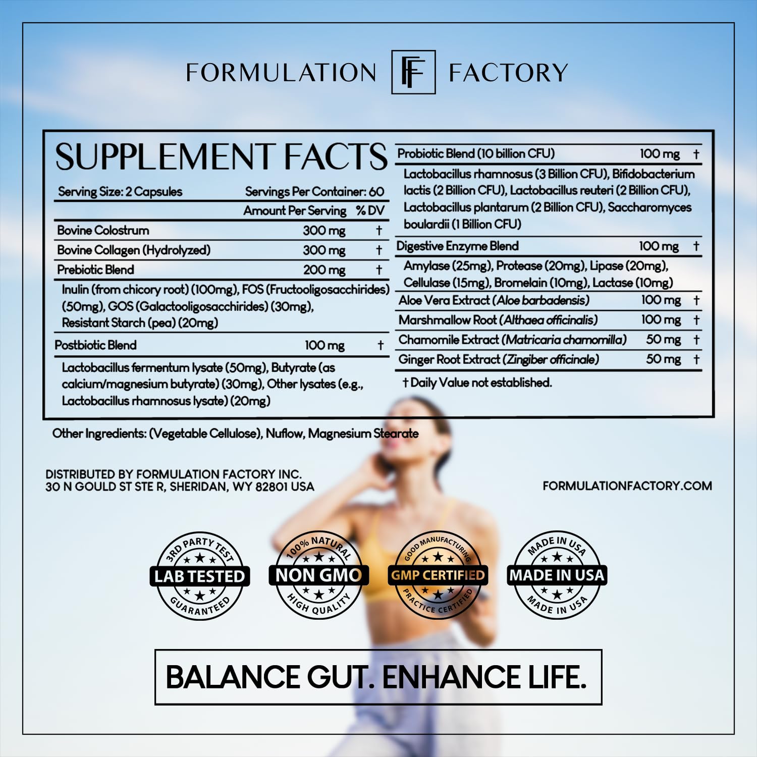 Formulation Factory Probiotics for Women & Men - Gut Intellect 10-in-1 Digestive Enzymes with Prebiotics and Postbiotics - Total Gut Health Supplement - Maple Wellness Supplements