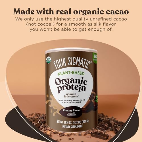 Four Sigmatic Organic Plant-Based Protein Powder Creamy Cacao Protein with Lion’s Mane - Maple Wellness Supplements