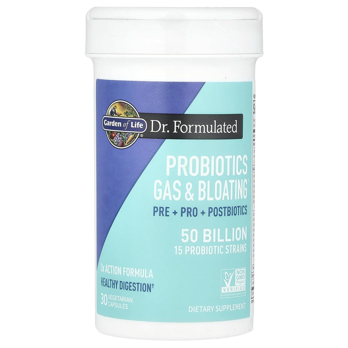 Garden of Life Dr. Formulated Pre, Post & Probiotics Gas & Bloating Once Daily 3-in-1 Complete Prebiotics, Postbiotics & Probiotics – 50 Billion CFU, Non-GMO, Gluten-Free, 30 Day Supply - Maple Wellness Supplements