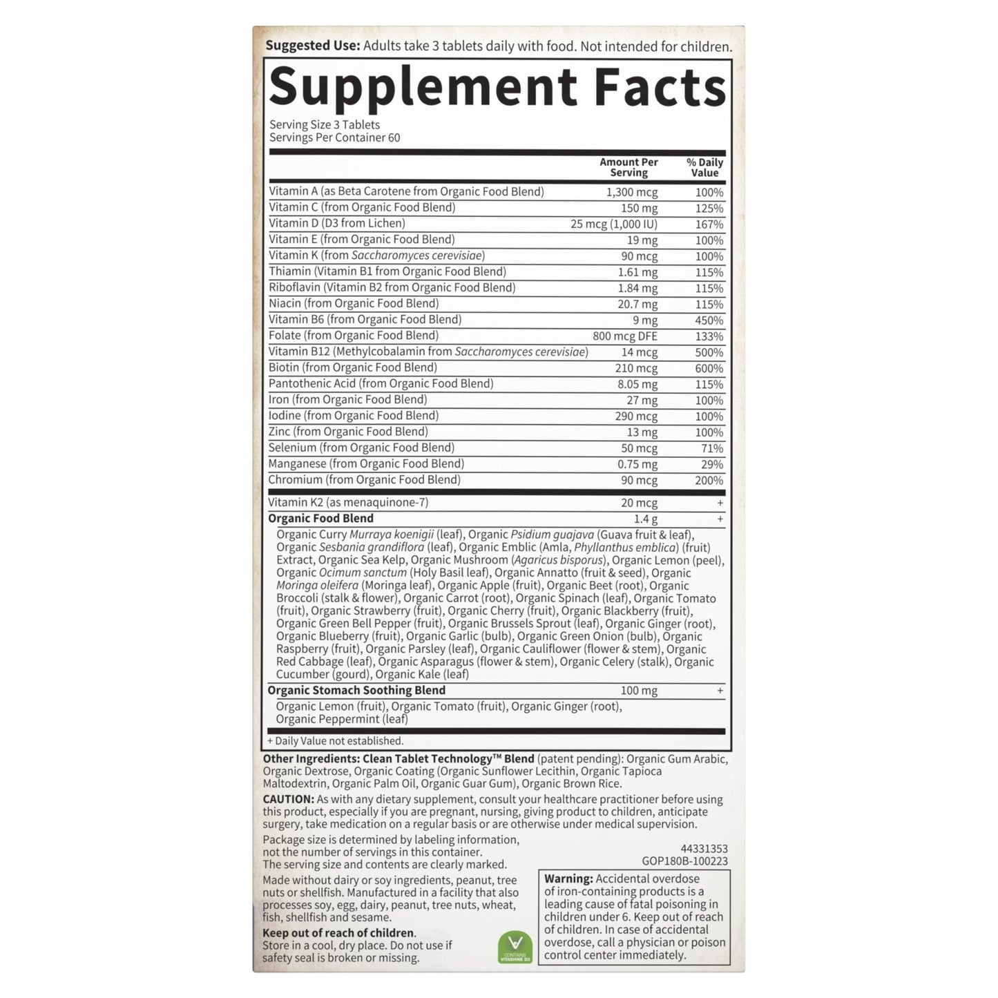 Garden of Life Organics Prenatal Multivitamin with Folate, B6, B12, D3 & Iron – Prenatal Vitamins for Women with Energy Metabolism Support for Healthy - Maple Wellness Supplements