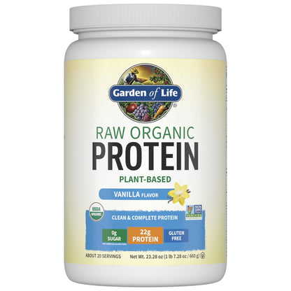 Garden Of Life Protein Powder, Vegan Protein Powder, Bcaa, Probiotics & Digestive Enzymes, Gluten & Lactose Free, Vanilla, 23.28 Ounce - Maple Wellness Supplements
