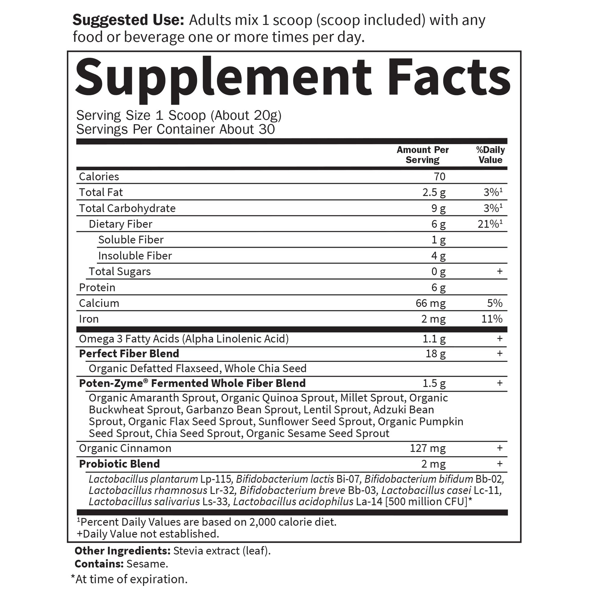 Garden of Life Super Seed - Vegetarian Whole Food Fiber Supplement with Protein and Omega 3, 5oz (600g) Powder - Maple Wellness Supplements